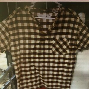 Brown and White Checkered Shirt